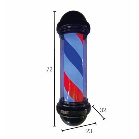 Postquam Barber Pole Luminoso Giratorio Rayas Azul/blanco/rojo Carcasa Negra   Ref. Idaccbarb07